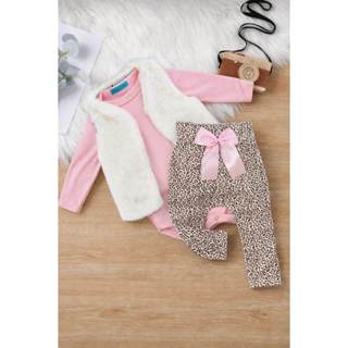 Conjunto Kit 3 Peças Bebê Menina com Body Básico, Calça e Coletinho Forrado para o Inverno Frio em Oferta na Shopee