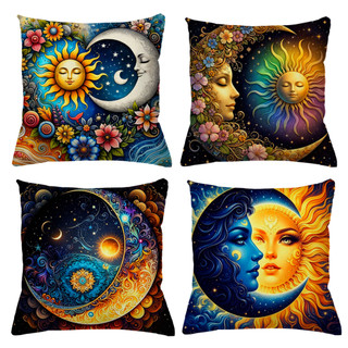 KIT 4 CAPAS DE ALMOFADAS COSMO LUA SOL UNIVERSO TAMANHO 45X45