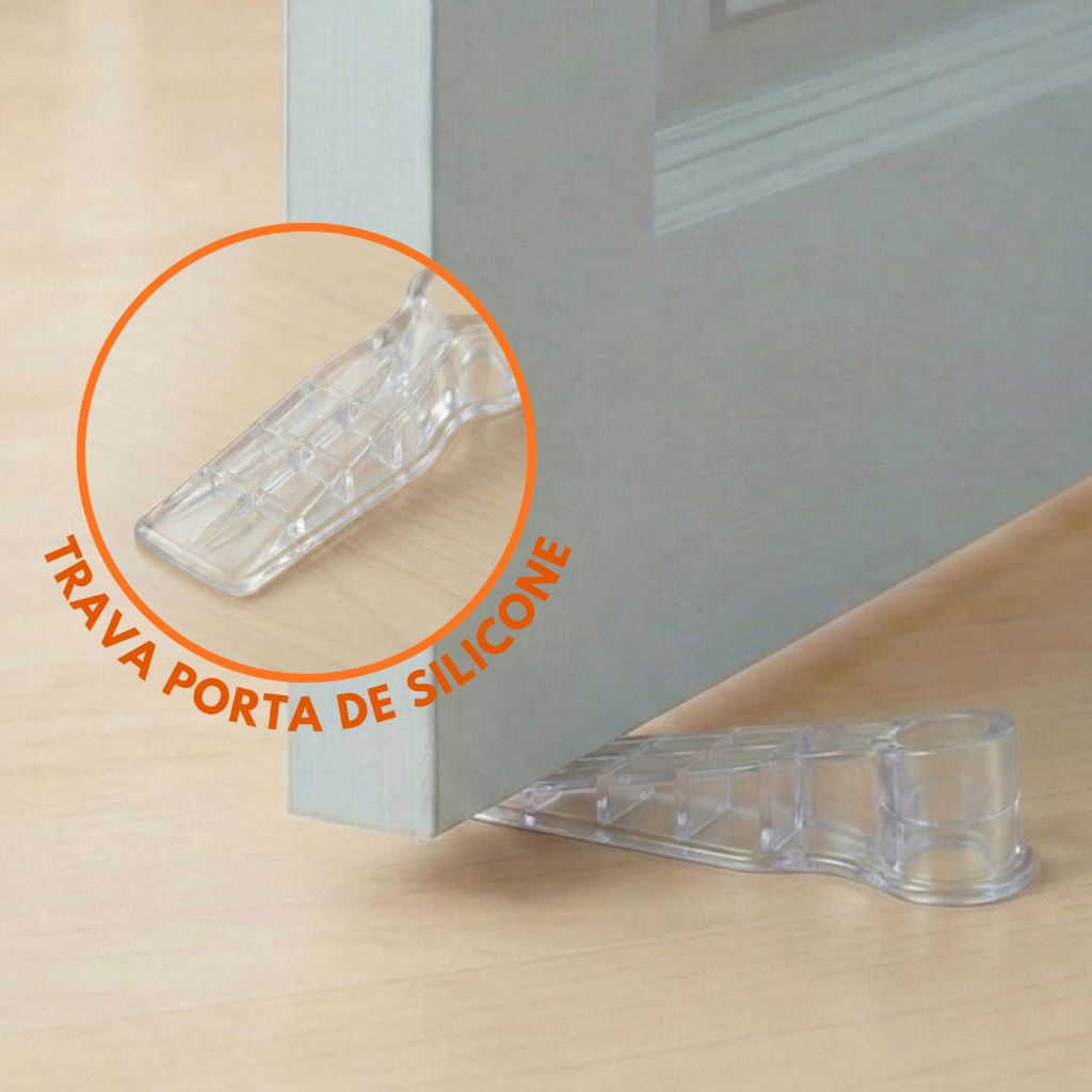Aparador Peso De Porta Calço Silicone Trava Segura Prendedor Fixador Cunha Transparente Antivento Protetor Batente