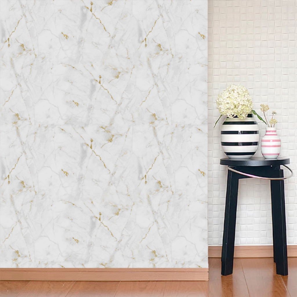 Papel de Parede Branco e Dourado Autoadesivo Lavável Realista – Renove Sua Casa Sem Obra em Oferta na Shopee