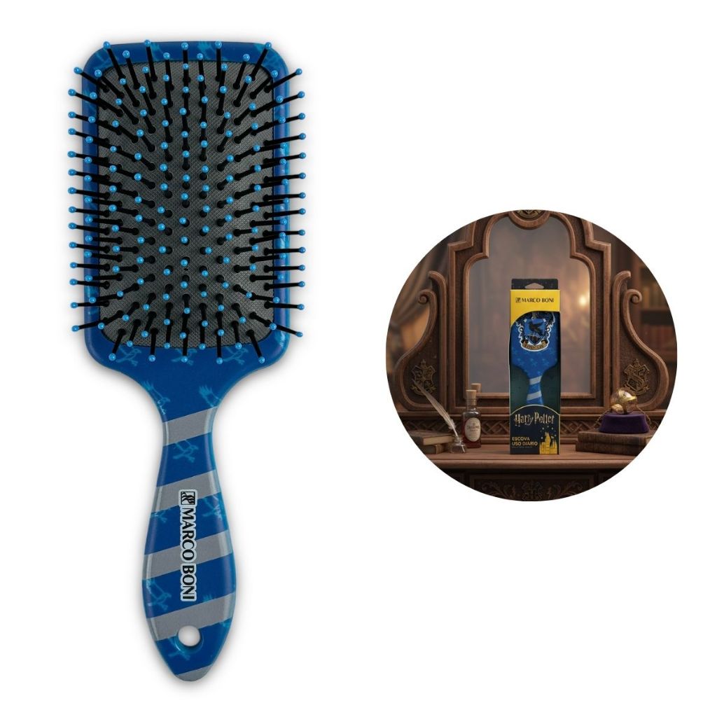 Escova Raquete Azul Corvinal Marco Boni Harry Potter Geek Azul