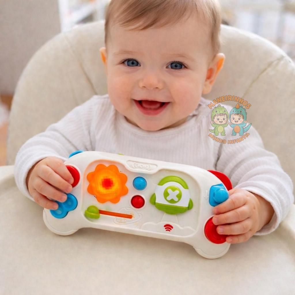 Brinquedo Controle de Video Game Bebe Com Som Didática Infantil Interativo Luzes e Sons Educativo teclado musical