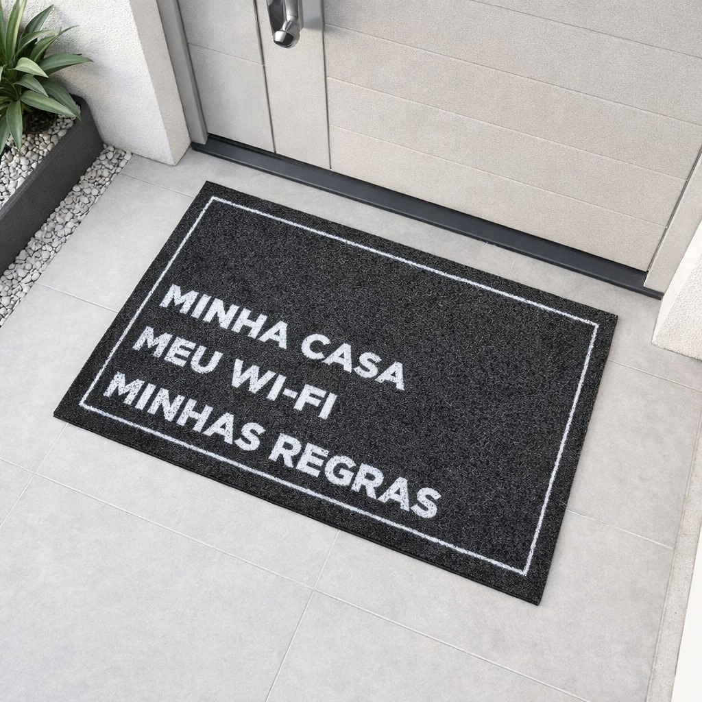 Tapete Capacho De Entrada 40X60cm Minha Casa Meu Wifi Minhas Regras Antiderrapante Trama Vinilica Porta Entrada Kapazi
