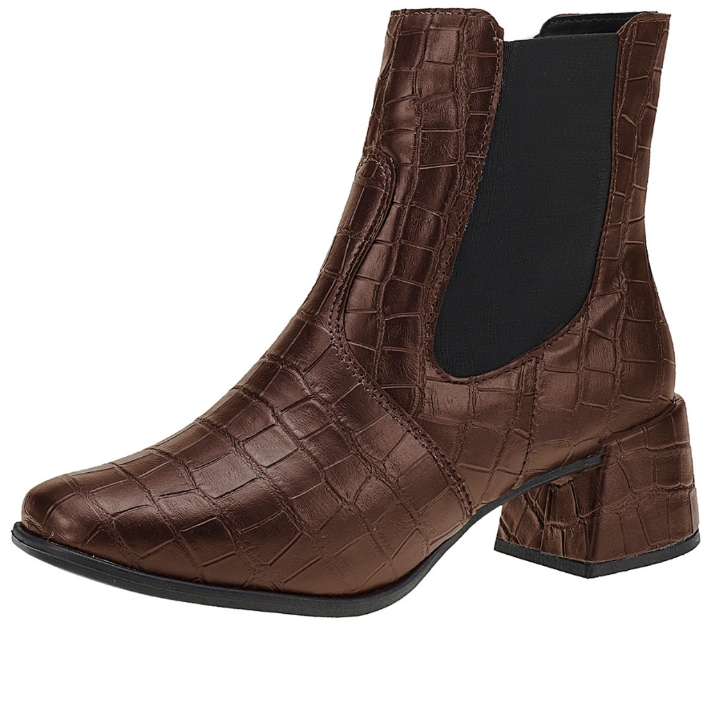 Bota Feminina Chelsea Salto Baixo Jeca Cano Curto Shekinah Elástico Calce Fácil Confortável Moderna em Oferta na Shopee