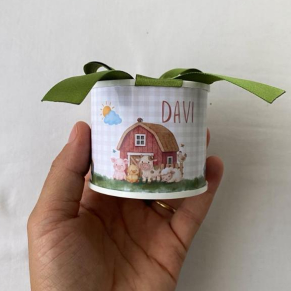 Kit Tubolatas Personalizadas 5x6 Fazendinha Lembrancinha Maternidade Chá de Bebê Aniversário
