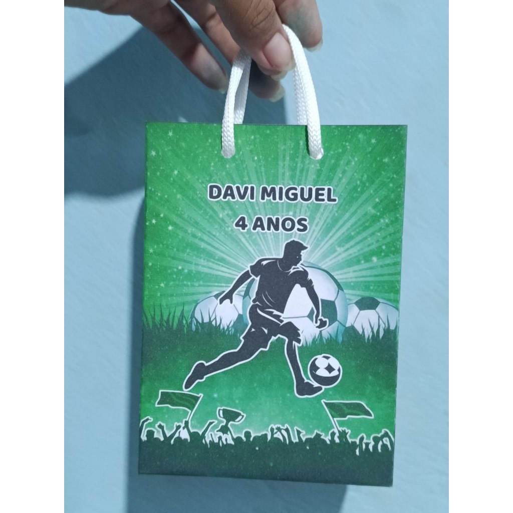 Sacolinha Personalizada - Sacolinha tema Futebol - Sacolinha pra Lembrancinha de Aniversários