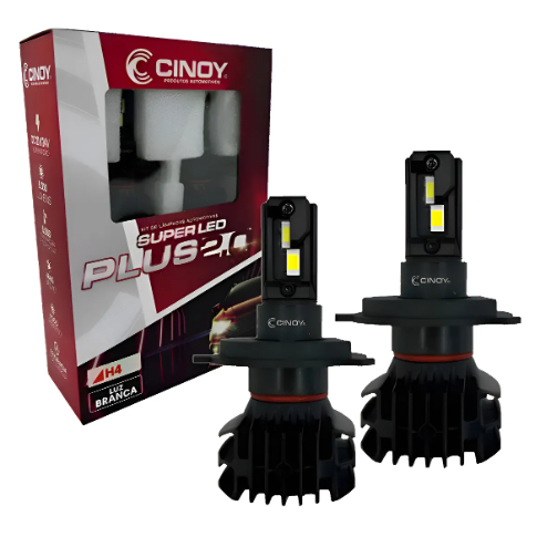 Kit Lampadas Ultra LED Cinoy H4 Alta e Baixa Farol 6000 Lumens 6500K Carro Moto 12v-24v Com Canbus - Não Acusa Erro