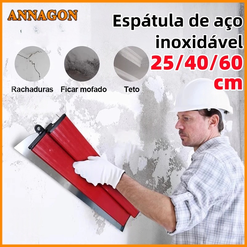 60/40cm Desempenadeira Aço Inox Para Massa Corrida com Lâmina Flexível Lisa com Troca de Lâmina