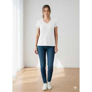 T-Shirt Blusa Baby Look Feminina Gaz Neutro Gola V Tradicional
