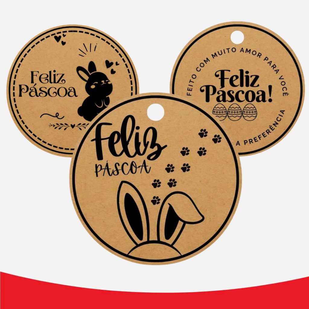 Tags Papel Kraft 4,5x4,5 -  Páscoa C/ 120 UND - Vários Modelos