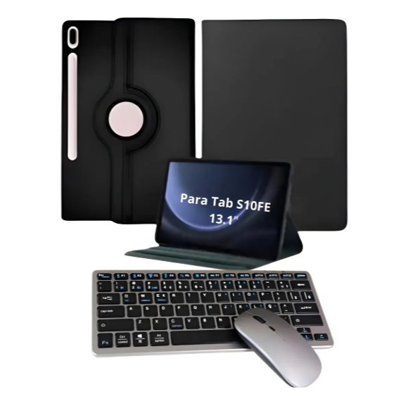 Kit Completo Capa Giratória + Teclado e Mouse para Tablet Galaxy Sansung S10 FE 13.1"