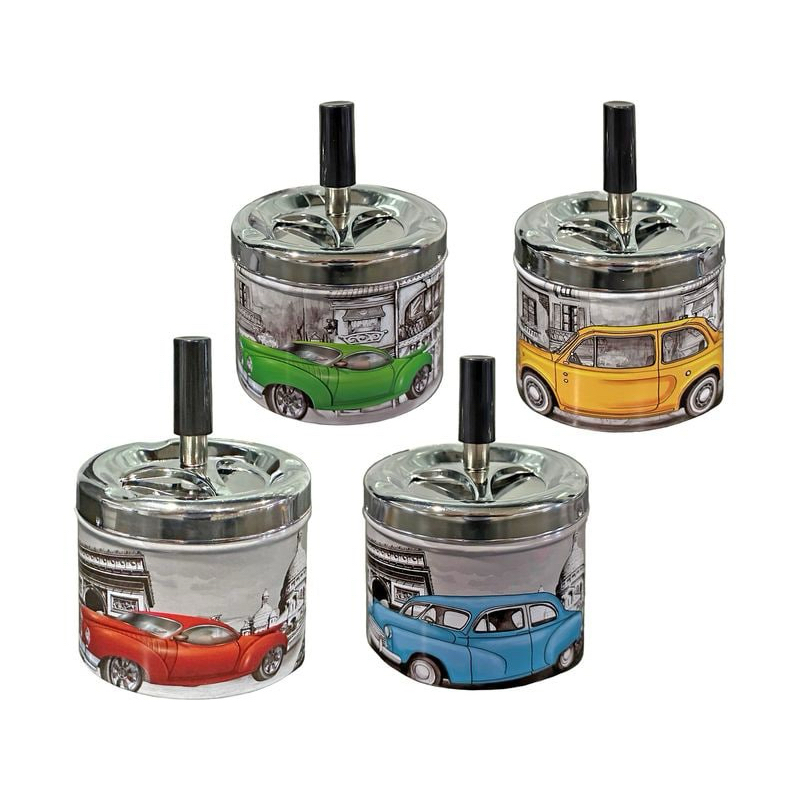 Cinzeiro Redondo de meral com Tampa Giratória e Reservatório em Oferta na Shopee