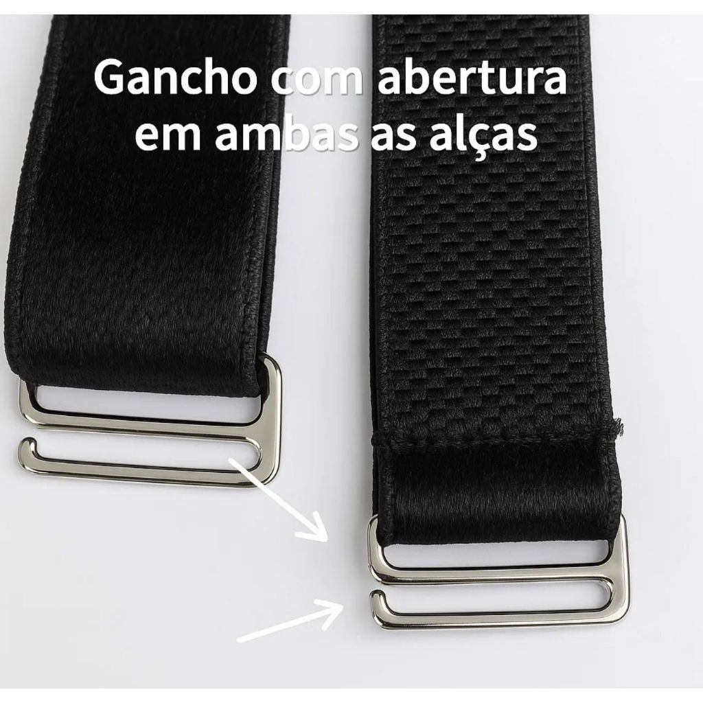 Alça de Sutiã Larga Reforçada Regulável com Metal – Par Ajustável Top Biquíni Lingerie Branco Preto Bege