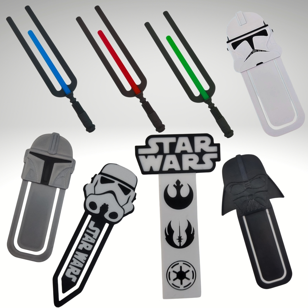 Kit Marcadores de Livro Star Wars 3D + Brinde Sabre de Luz