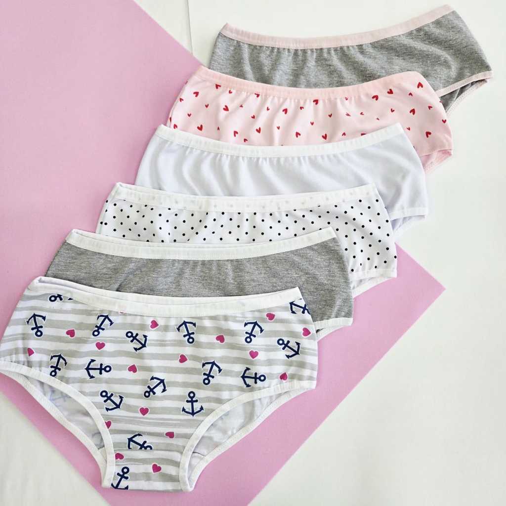 Kit Calcinha Juvenil Cotton Algodão Pequena Flor 10 a 16 anos meninas