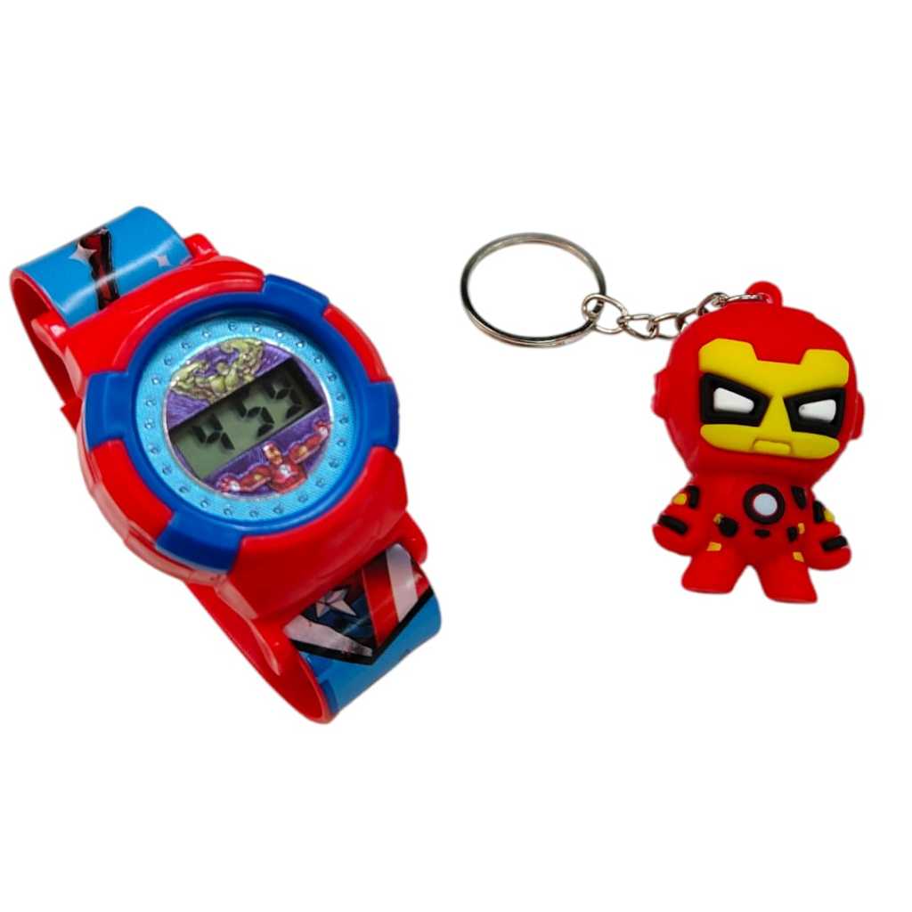 Relógio Digital Infantil Homem de Ferro + Chaveiro HOMEM DE FERRO