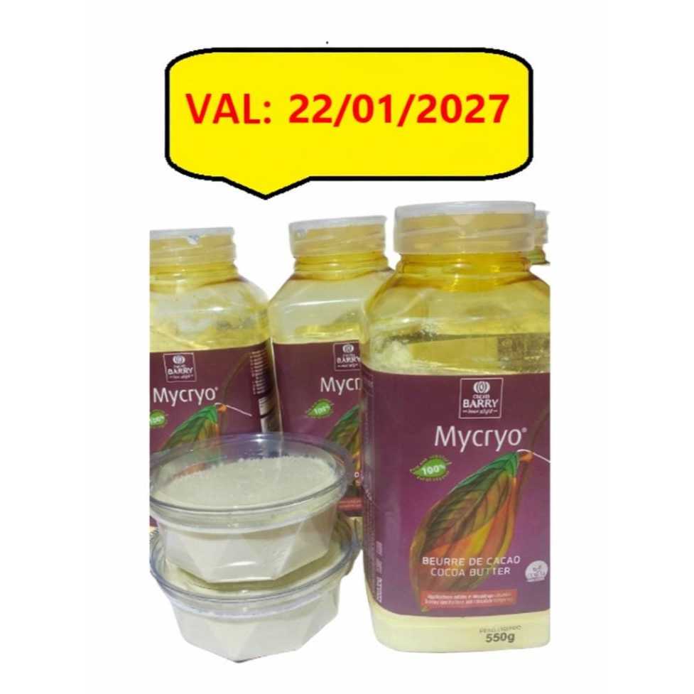Mycryo Manteiga de Cacau em pó Callebaut pote 100 gramas validade 22-01-2027