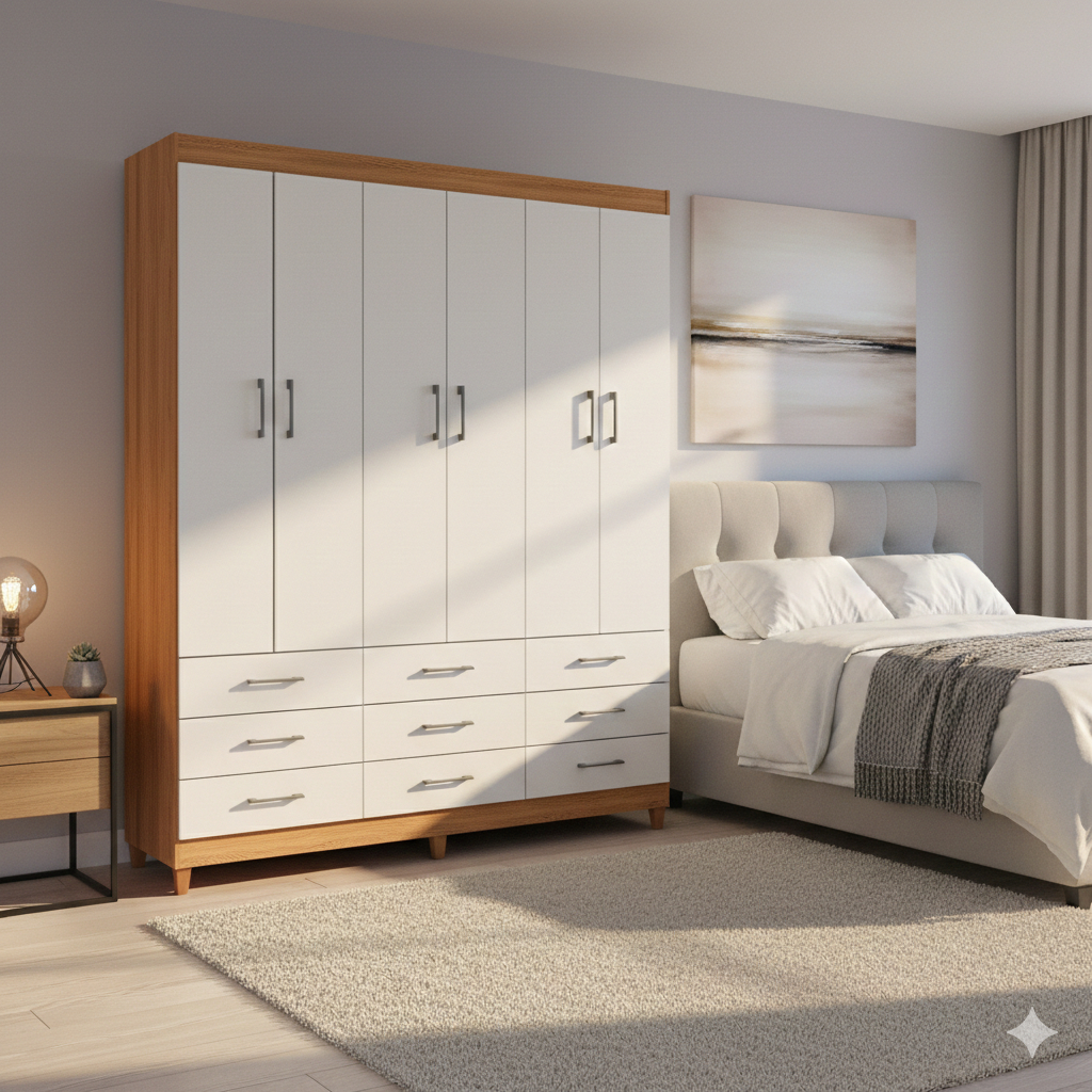 Guarda Roupa casal 6 Portas 9 Gavetas Para Quarto - SHARK MOVEIS em Oferta na Shopee
