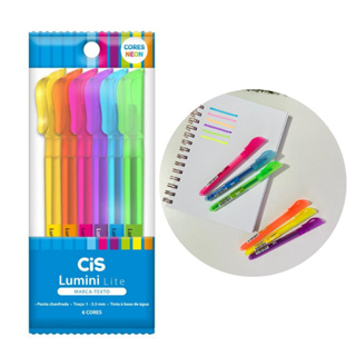Kit com 6 Canetas Marca Texto Cores Neon Cis Lumini Lite em Oferta na Shopee