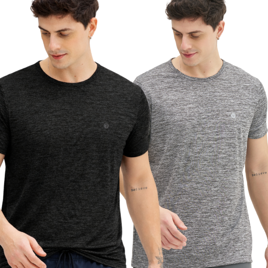 Kit 2 Camisetas Masculinas Fitness Com Proteção UV - P ao GG Tecido Respirável - Conforto e Qualidade