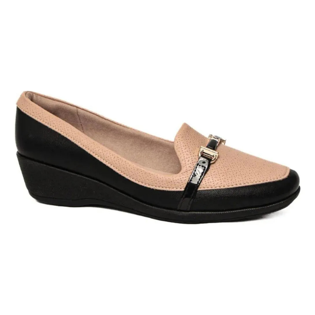 Sapato Salto Anabela Piccadilly 143215 Preto/Nude Claro