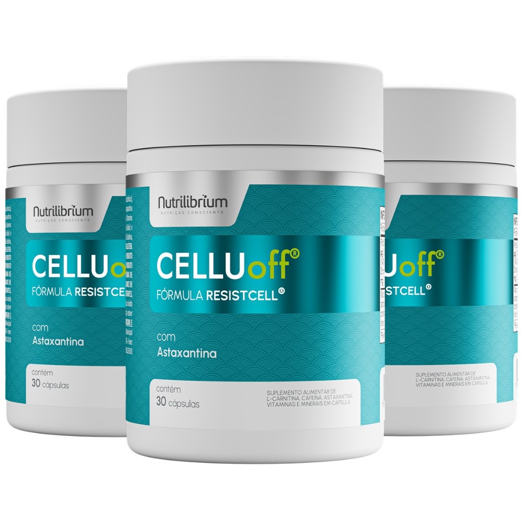 Kit 3x Celluoff ResistCell Celulite Total 90 Caps 3 Meses Nutrilibrium em Oferta na Shopee