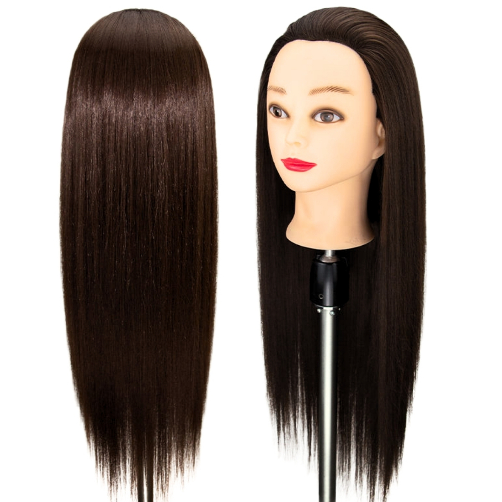 Cabeça de Boneca Manequim Treino Cabeleireiro Cabelo 100% Orgânico + Suporte de mesa