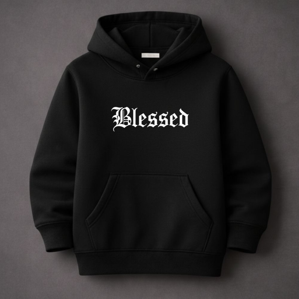 Moletom infantil juvenil menino blessed blusa de frio capuz e bolso de algodao