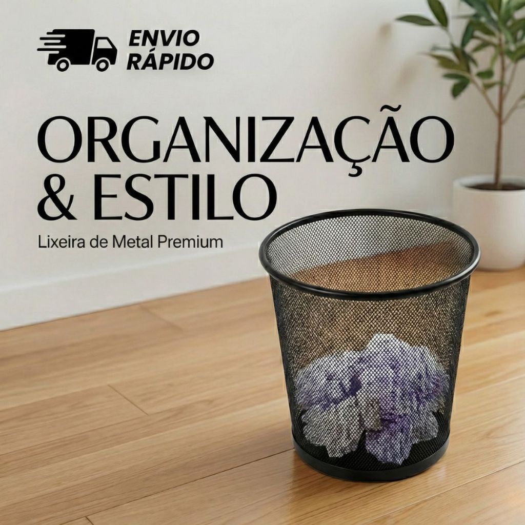 Lixeira Metal Aramado Borda Grosas Cesto de lixo 10L Preta Redonda Para Escritorio Casa Quarto em Oferta na Shopee