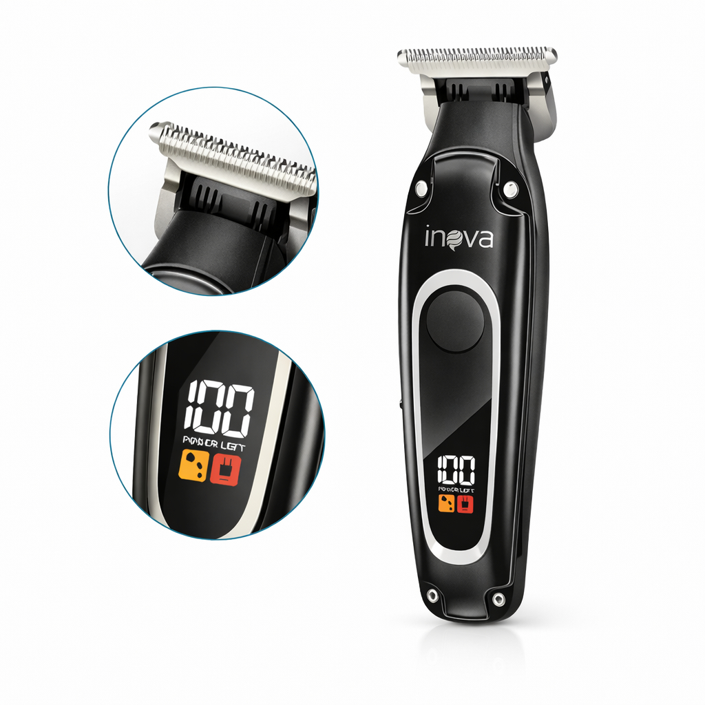 Máquina de Cortar Cabelo e Aparador Profissional Sem Fio Display Digital Inova em Oferta na Shopee