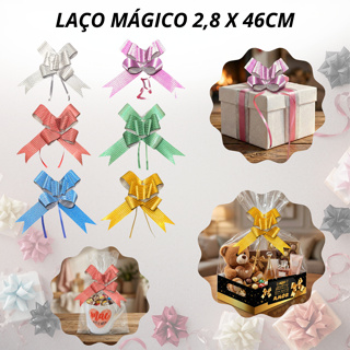 Kit 10 Ou 50 Un Laços Mágicos Grandes Com Glitter 2,6x46 Cm Para Presente Montagem Instantânea em Oferta na Shopee