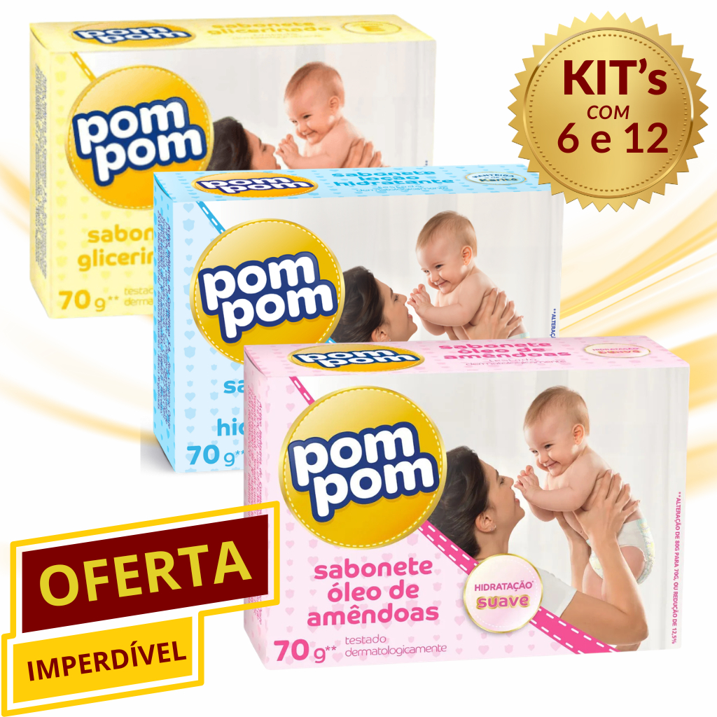 Sabonete Pom Pom 70g Kit 6 ou 12 Unidades Escolha Fragrância pompom