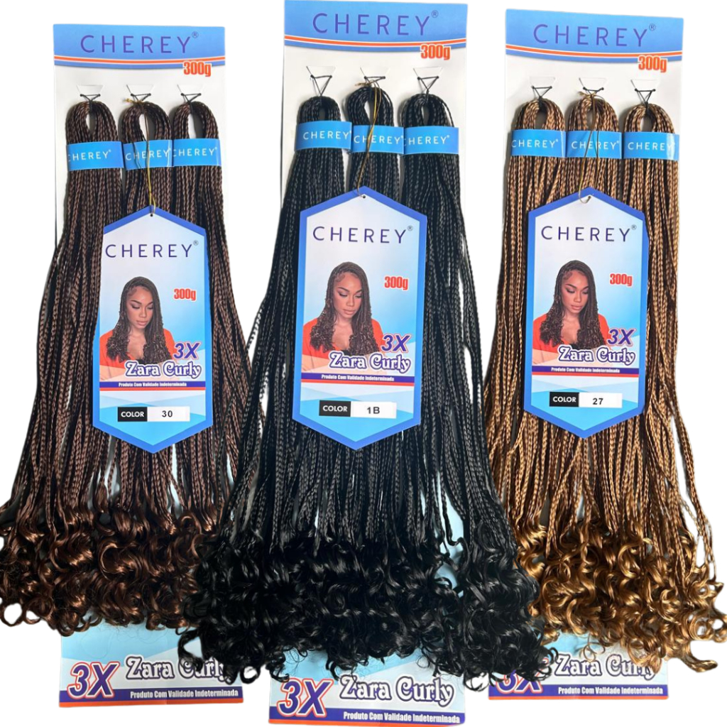 Cabelo Zar Curly Zizi Kanekalon Miojinho Com cachos nas pontas 300g Cherey Varias Cores
