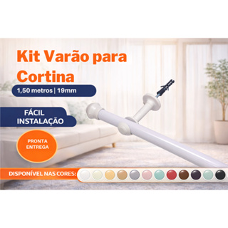 Varão para cortina 1,50mtrs 19mm simples em Oferta na Shopee
