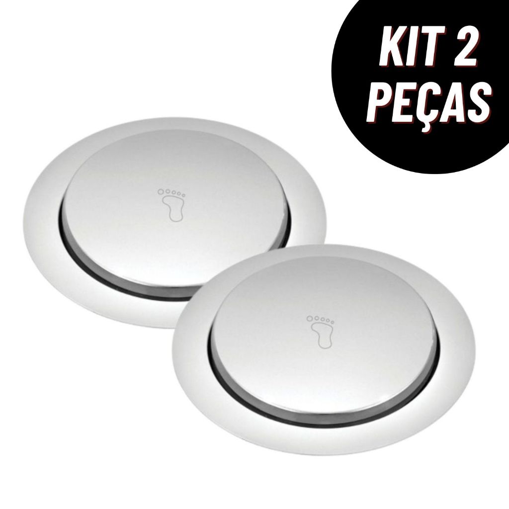 Kit 2 Ralos Inteligentes Click Redondo Prata 10x10 15x15 Cm Inox Banheiro Lavabo Veda Cheiro