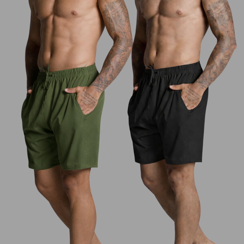 Short Tactel Kit 2 Estiloso Liso Confortavel Com Elastano Eficiente Em Esportes Como Futebol E Volei