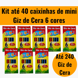 Kit Lembrancinha até 240 Mini Giz de Cera 6 Cores / Material Escolar Presentes Crianças / (5,10,15,20,30 e 40 caixinhas) em Oferta na Shopee