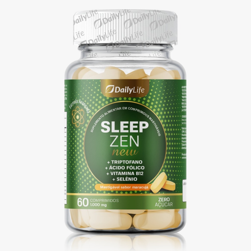 Sleep Zen New Suplemento Natural para Sono Triptofano Magnésio Vitaminas B6 B12 Daily Life