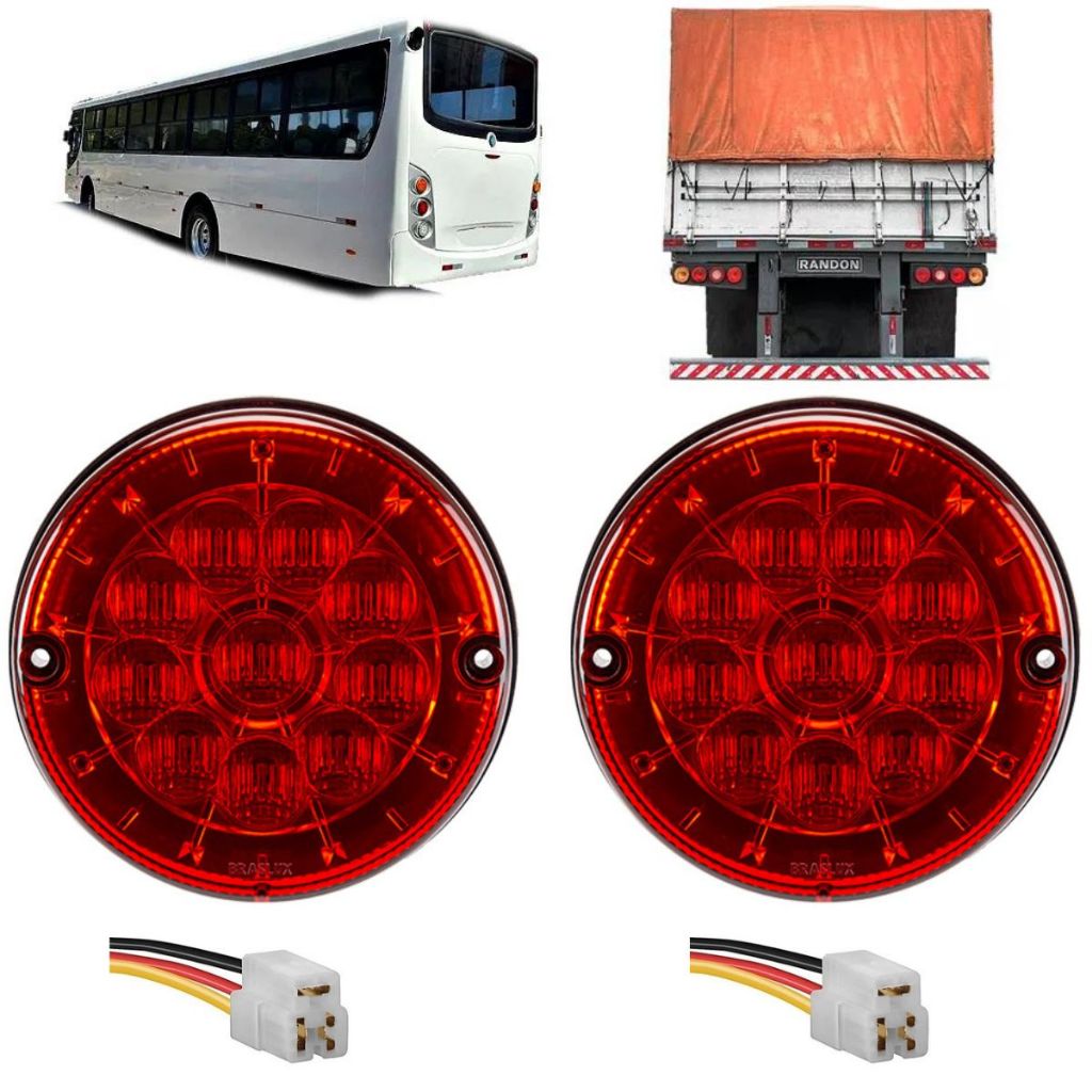 Kit 2 Lanterna Traseira Onibus Caio Apache Vip Foz Super Carreta Randon 125MM Led