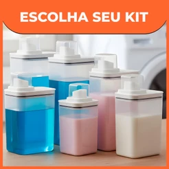Kit Dispenser Organizador Lavanderia 2,3 litros 1,5 Litros Acrílico (AMACIANTE, SABÃO EM PÓ)