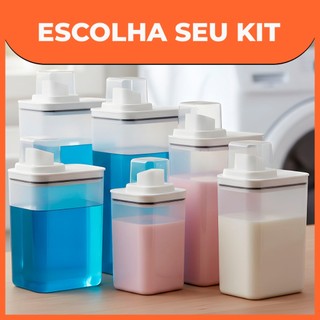 Kit Dispenser Organizador Lavanderia 2,3 litros 1,5 Litros Acrílico (AMACIANTE, SABÃO EM …