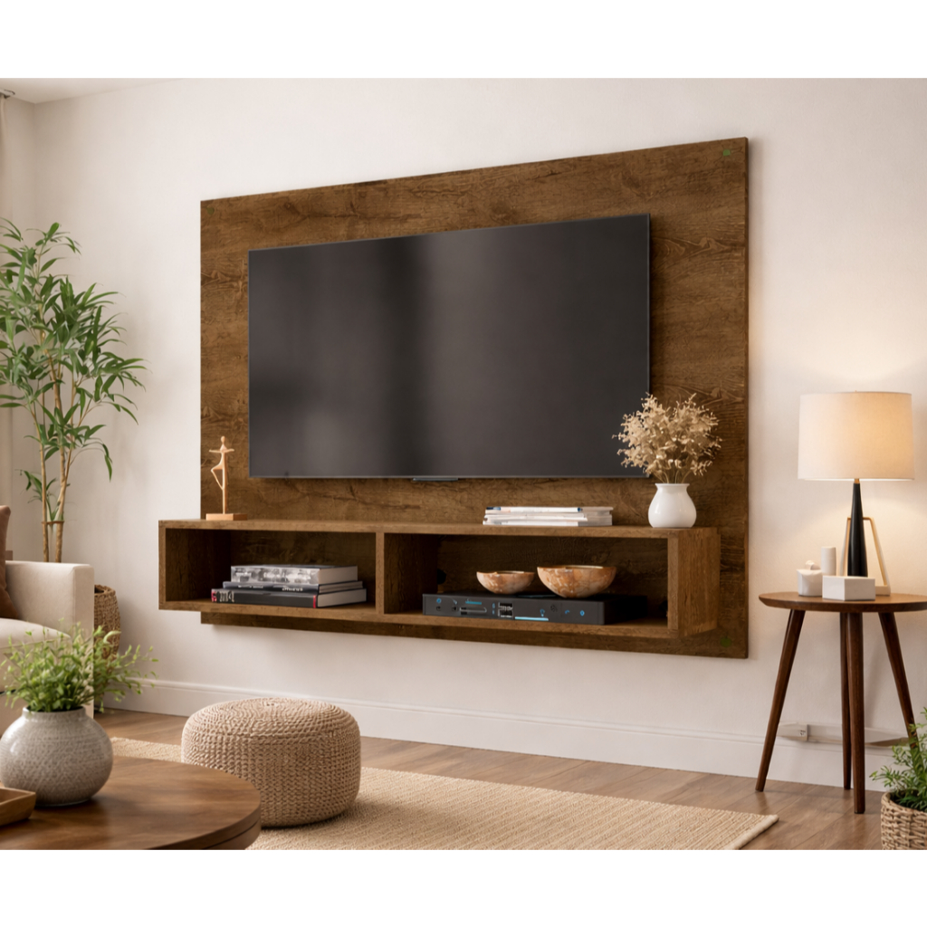 Painel Pra Tv Sala/Quarto Até 43 Polegadas Smart Plus Viena Com Nichos