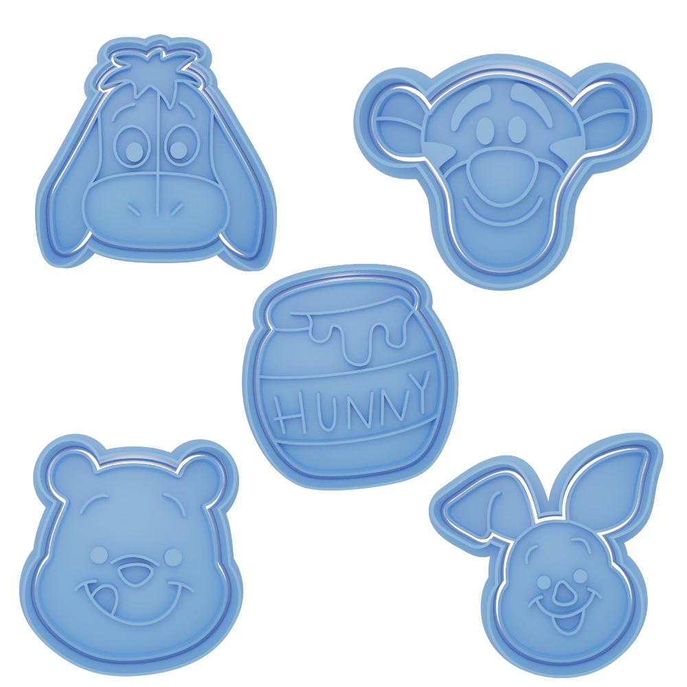 Kit 5 Cortador Marcador Ursinho Pooh Mel Desenho Cookie Americana