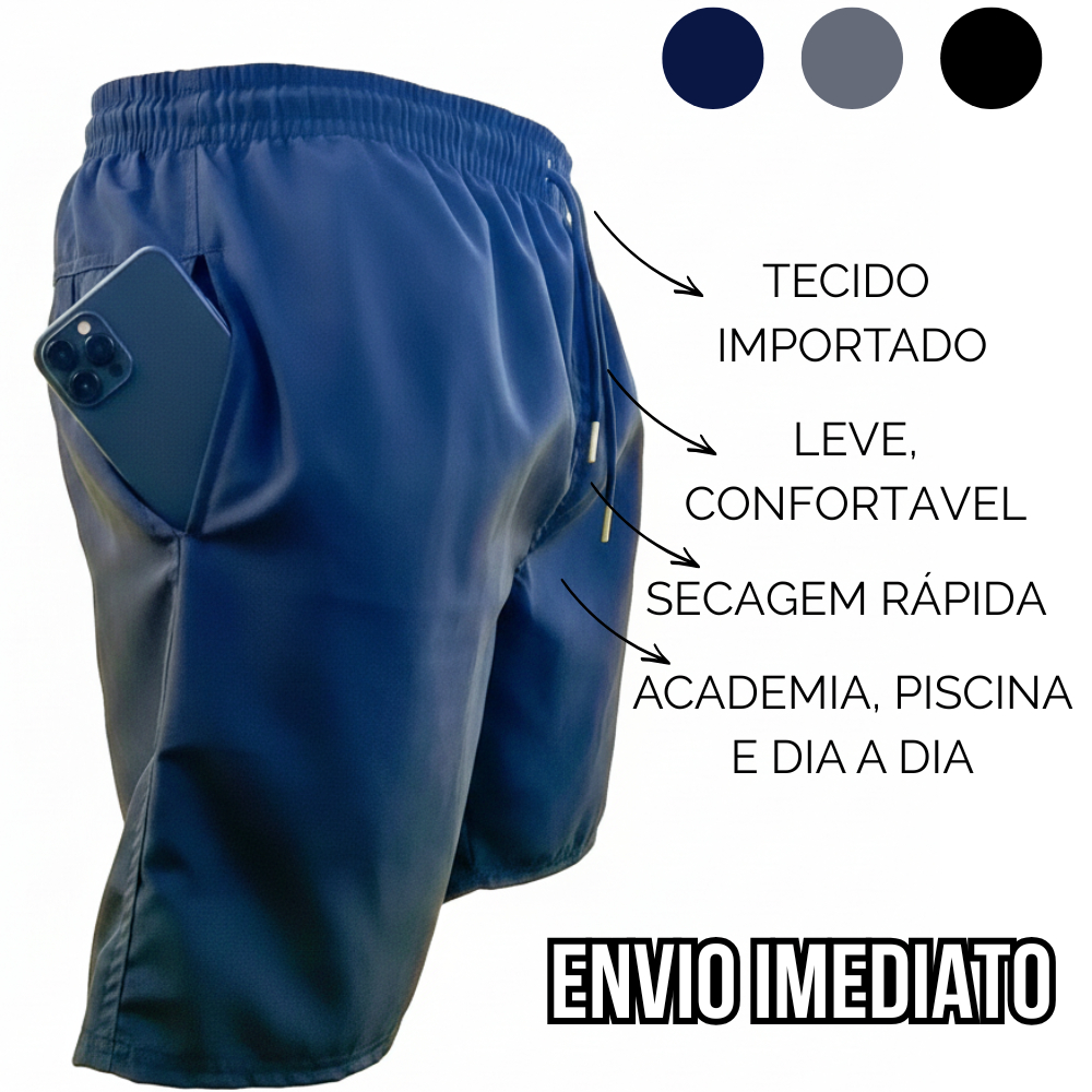 Kit 3 Bermuda Masculina Tactel Elastano Academia Short Treino Corrida Dry fit Casual Secagem Rápida