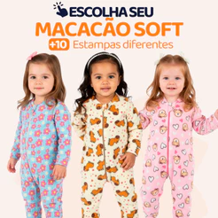 Escolha Seu Macacão Bebe Menina Roupa Inverno Soft Peluciado Com Zíper Quentinho Confortável Capivara, Urso, Flores L09