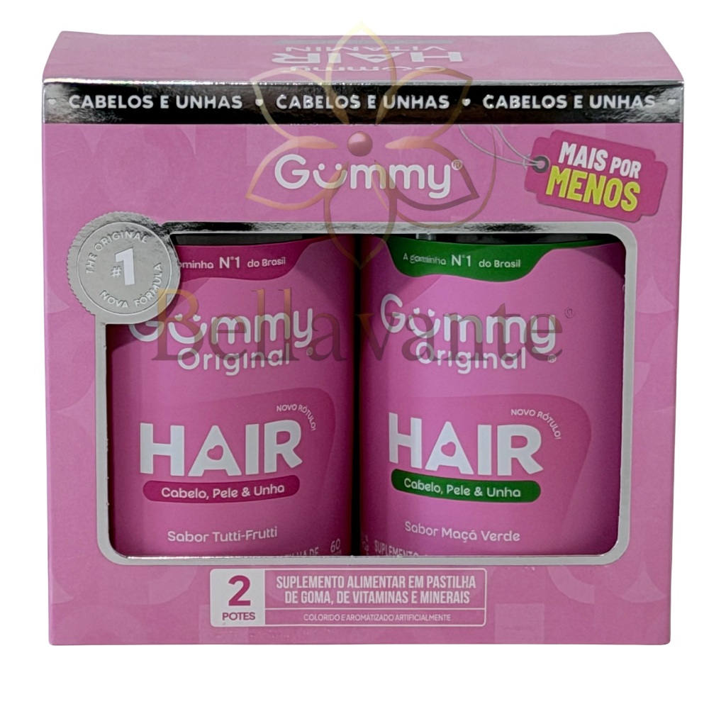 Kit 2 Potes Gummy Hair Vitamin - Maça Verde + Tutti Frutti