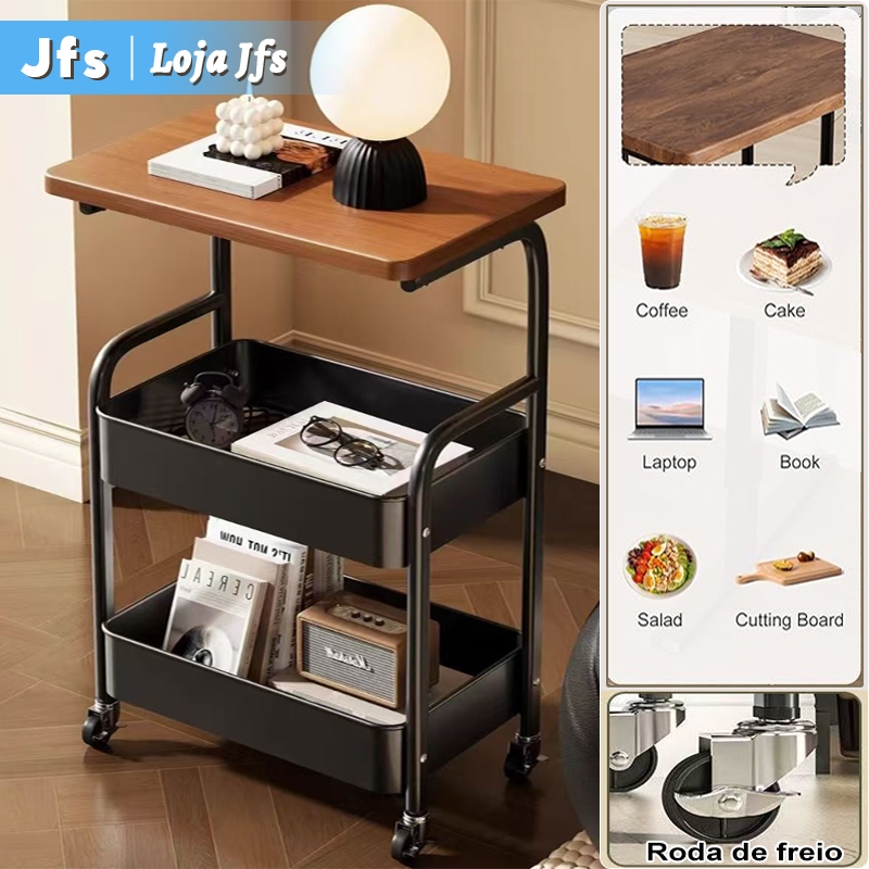 Carrinho Organizador 3 Andares em Aço Espessados Organização em Camadas e Roda com Trava I...