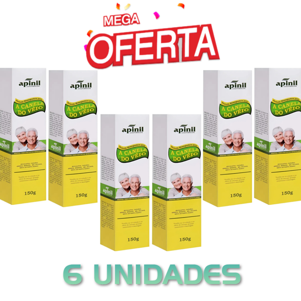 kit 06 Pomadas Massageadora Canela De Véio 150g Apinil