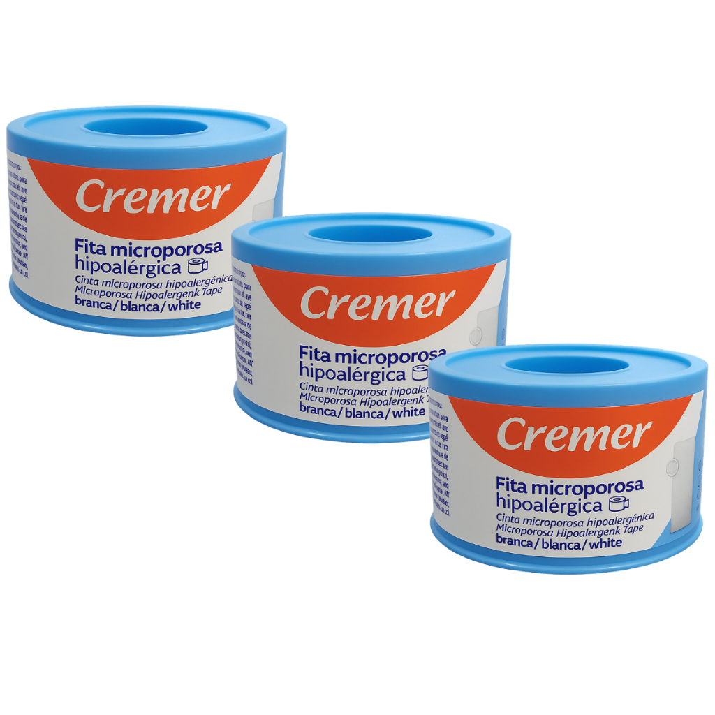 Kit 3 Fitas Microporosa Cremer 2,5cm x 10m Branca Hipoalergênica Micropore Hospitalar em Oferta na Shopee