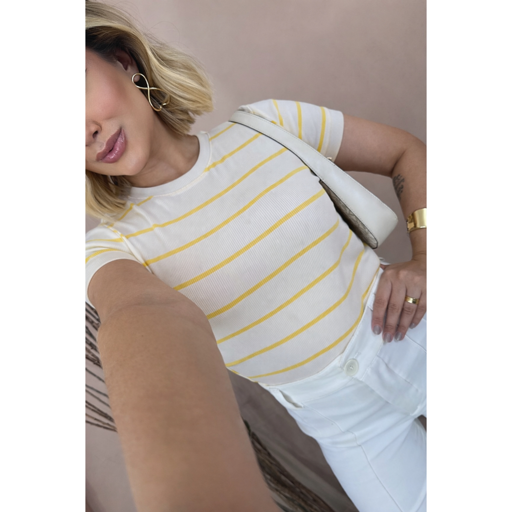 Blusa Feminina Listrada Canelada Ribana Premium - Blusa P ao GG